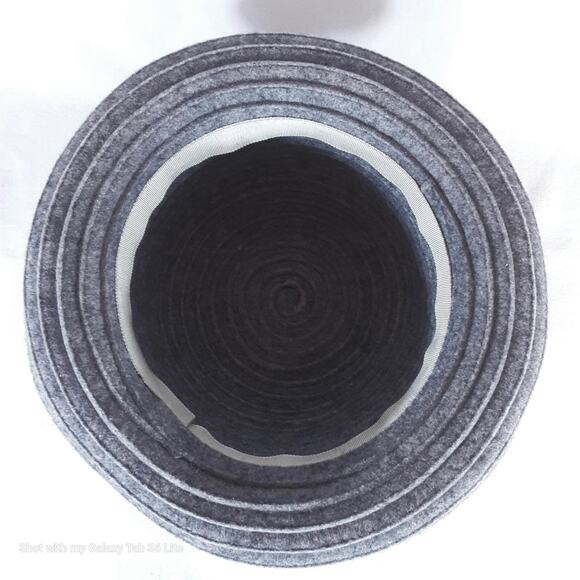 Womens Bowler Hat Ribbed Gray Wool Rolled Brim - Picture 6 of 7